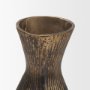 71651 - Patine Antiqued Brass Metal Fluted Hourglass Decorative Vase