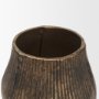 71653 - Patine Wide Antiqued Brass Metal Fluted Decorative Vase