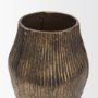 71653 - Patine Wide Antiqued Brass Metal Fluted Decorative Vase