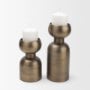 71655 - Pelar Large Antiqued Brass Stacked Pillar Candle Holder