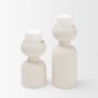 71657 - Pelar Large Matte White Metal Stacked Pillar Candle Holder