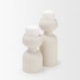 71658 - Pelar Small Matte White Metal Stacked Pillar Candle Holder