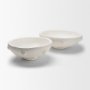 71663 - Punto Small White Paper Mache Dotted Centerpiece Bowl