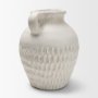 71666 - Basma White Scale Textured Ceramic Vase w/ Handles