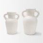 71669 - Trenza Small White Ceramic Vase w/ Twisted Handles