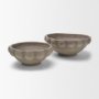 71676 - Konya Large Earthen Gray-Brown Dotted Paper Mache Centerpiece Bowl