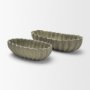 71677 - Camelia Fluted Sage Green Paper Mache Long Centerpiece Bowl