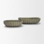 71677 - Camelia Fluted Sage Green Paper Mache Long Centerpiece Bowl