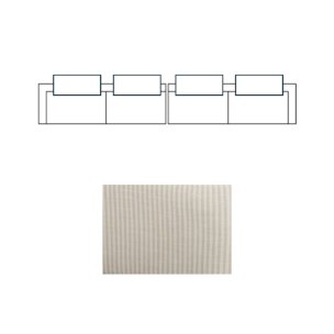 Warner Stripe 2 Piece Long Sofa Set w/Back Cushions