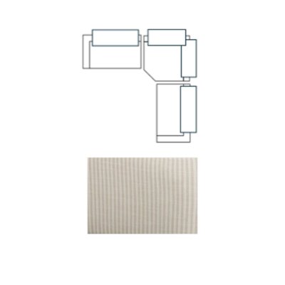 718222-C - Warner Stripe 3 Piece Sofa Set w/Corner Piece w/Back Cushions
