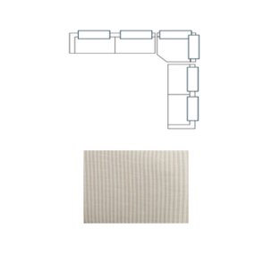 Warner Stripe 3 Piece Sofa Set w/Corner Piece w/Back Cushions