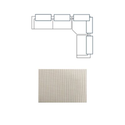 718222-E - Warner Stripe 3 Piece Sofa Set w/Corner Piece w/Back Cushions