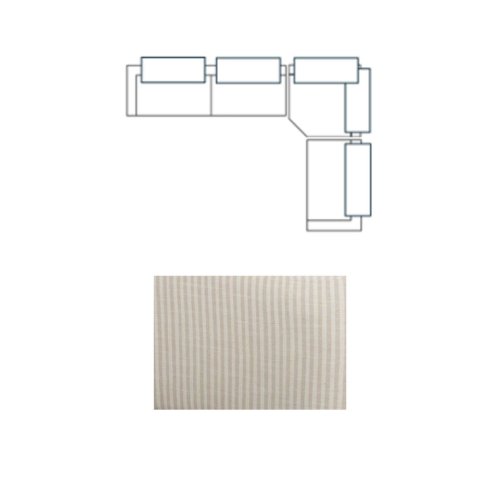 718222-E - Warner Stripe 3 Piece Sofa Set w/Corner Piece w/Back Cushions