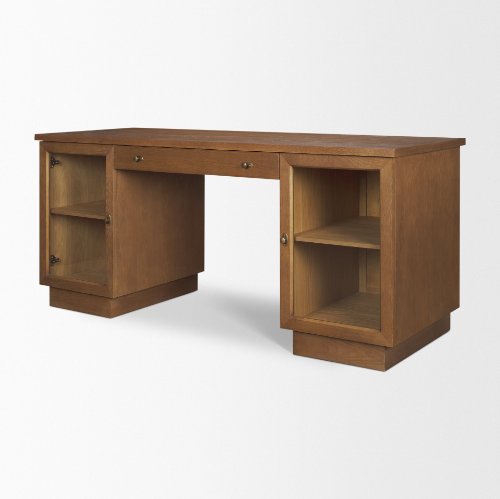 71718-AB - Winsford Two-Tone Oak Writing Desk w/ Glass Doors