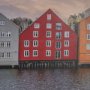 16294 - Waterfront of Alesund, Norway by Richard Silver Textured Framed Photo Print Matted under Glass
