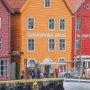 16295 - Waterfront in Bergen, Norway by Richard Silver Textured Framed Photo Print Matted under Glass