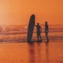 16312 - Bali Surfers by Stefan and Audrey Hand-Embellished Textured Framed Photo Print Matted under Glass