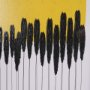 16320 - Black Reeds Yellow Abstract by Cats And Dogs Hand-Embellish Textured Framed Artwork Matt under Glass