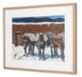 16343 - Prospector with Burros by LaVerne Nelson Black Hand-Embellished Framed Artwork Matted under Glass