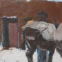 16343 - Prospector with Burros by LaVerne Nelson Black Hand-Embellished Framed Artwork Matted under Glass