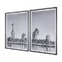 16349 - Thirsty Savanna Giraffes(Set of 2) by Jun Zuo Hand-Embellished Framed Photo Print Matted under Glass
