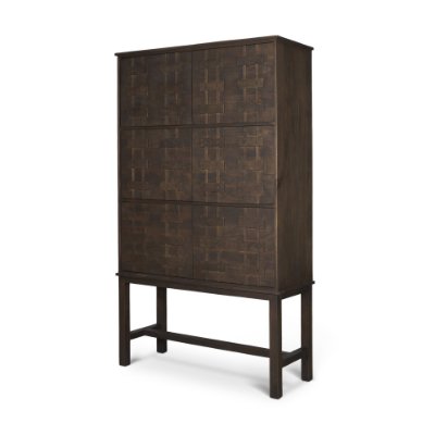 71417 - Truss Dark Brown Wood 6 Door Tall Cabinet