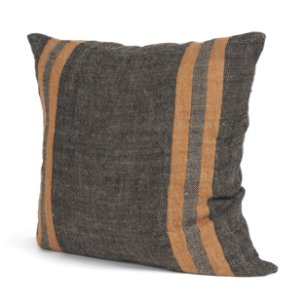 Mercer 20x20 Square Black w/Orange Stripes Pillow Cover w/Down Filler