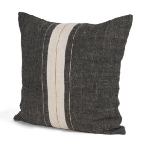Cooper 20x20 Square Black w/ Cream Stripe Pillow Cover w/Down Filler