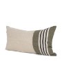 71434-CFD -Hunter 14x26 Lumbar Oatmeal w/ Green Stripe Pillow Cover w/Down Filler