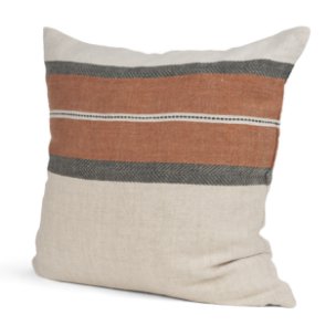 Mason 22x22 Square Cream w/ Orange Stripe Pillow Cover w/Non-Allergen Filler