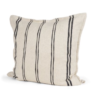 71437-CFD -Liv 22x22 Cream w/ Black Stripes Pillow Cover w/Down Filler