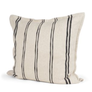 Liv 22x22 Cream w/ Black Stripes Pillow Cover w/Non-Allergen Filler