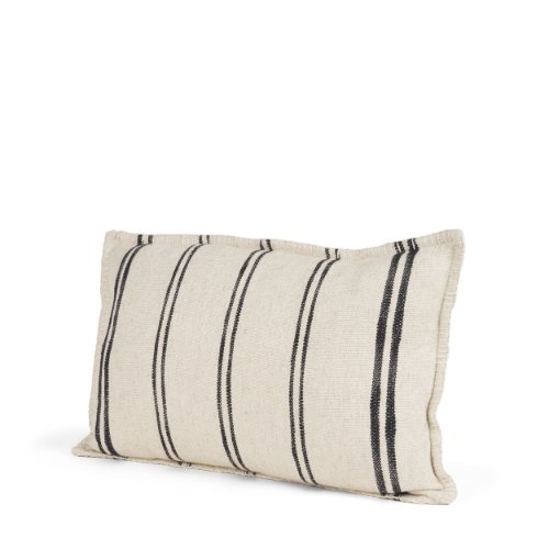 71439-CFD -Liv 13x21 Cream w/ Black Stripes Pillow Cover w/Down Filler