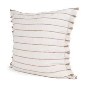 Willow 20x20 Square Cream w/ Camel Stripes Pillow Cover w/Non-Allergen Filler