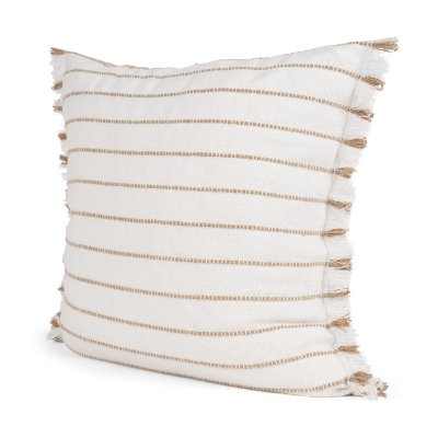 71444-CFNA -Willow 20x20 Square Cream w/ Camel Stripes Pillow Cover w/Non-Allergen Filler