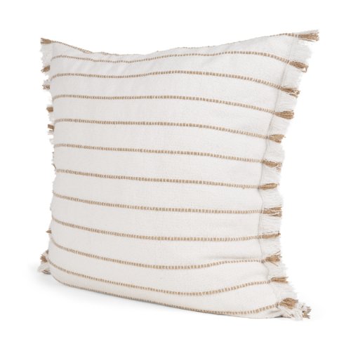 71444-CFNA -Willow 20x20 Square Cream w/ Camel Stripes Pillow Cover w/Non-Allergen Filler
