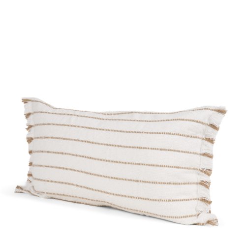 71445-CFD -Willow 14x26 Lumbar Cream w/ Camel Stripes Decorative Pillow Cover