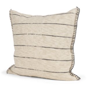 Lyle 20x20 Square Oatmeal w/ Black Stripes Pillow Cover w/Non-Allergen Filler