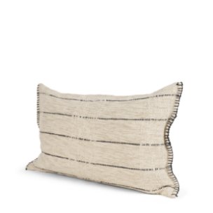 Lyle 13x21 Square Oatmeal w/ Black Stripes Pillow Cover w/Non-Allergen Filler