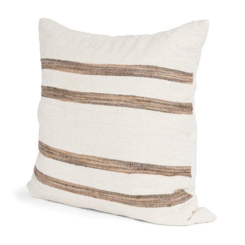 71458-CFD -Maryn 22x22 Square Cream w/ Brown Stripes Decorative Pillow Cover