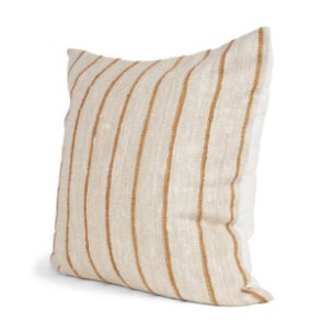 Merrick 22x22 Square Natural Beige w/ Orange Stripes Decorative Pillow