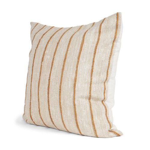 71461-CFD -Merrick 22x22 Square Natural Beige w/ Orange Stripes Decorative Pillow