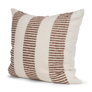Levon 22x22 Plush Cream w/ Orange Dashed Stripes Pillow Cover w/Non-Allergen Filler