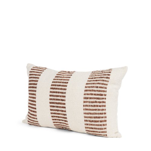 71464-CFD -Levon 13x21 Lumbar Plush Cream w/ Orange Dashed Stripes Decorative Pillow Cover