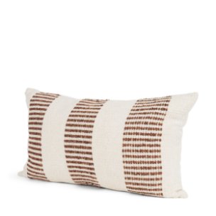Levon 14x26 Lumbar Plush Cream w/ Orange Dashed Stripes Decorative Pillow Cover