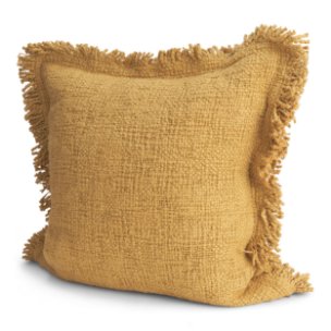 Kambal 20x20 Mustard Cotton Pillow Cover w/Non-Allergen Filler
