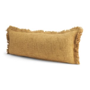 Kambal 14x36 Mustard Cotton Pillow Cover w/Down Filler