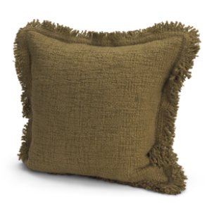 Kambal 20x20 Dark Olive Cotton Pillow Cover w/Down Filler