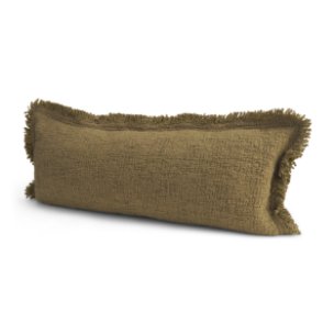 Kambal 14x36 Dark Olive Cotton Pillow Cover w/Down Filler
