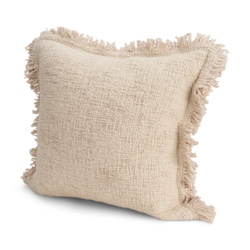 71539-CFD -Kambal 20x20 Light Beige Cotton Pillow Cover w/Down Filler
